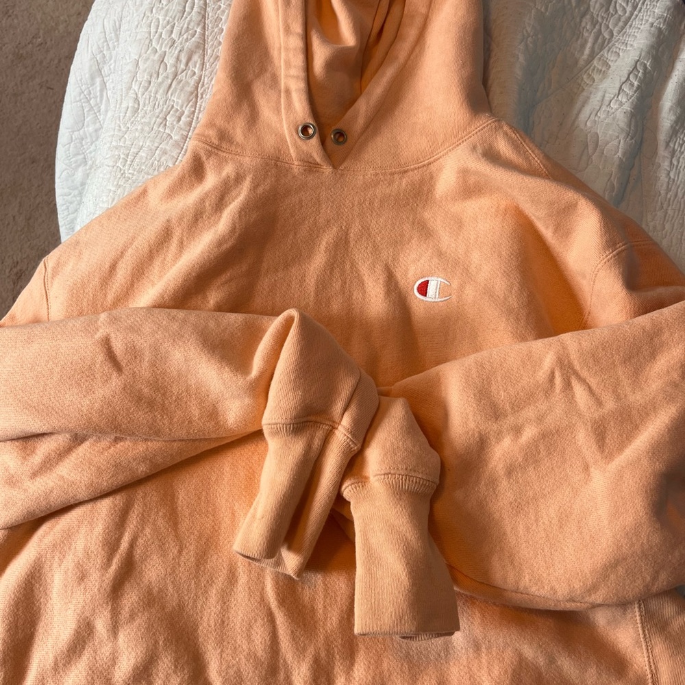 EUC Peach Champion Cropped Hoodie Size Medium